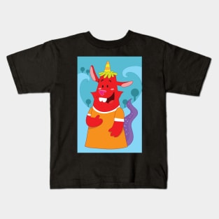 Red Wild Pig in Character Kids T-Shirt